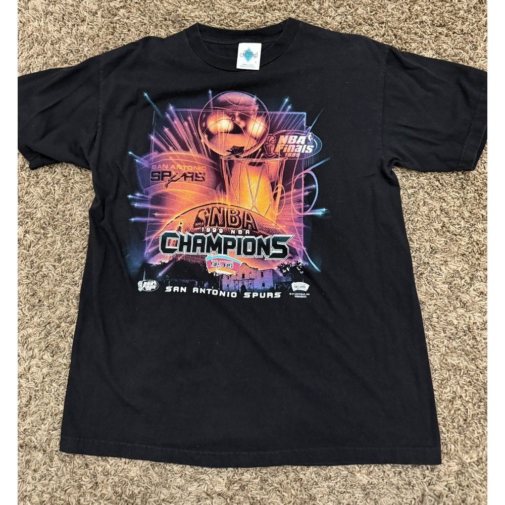 Vintage Rare 1999 NBA Champions San Antonio Spurs Black T-shirt Mens Size Large